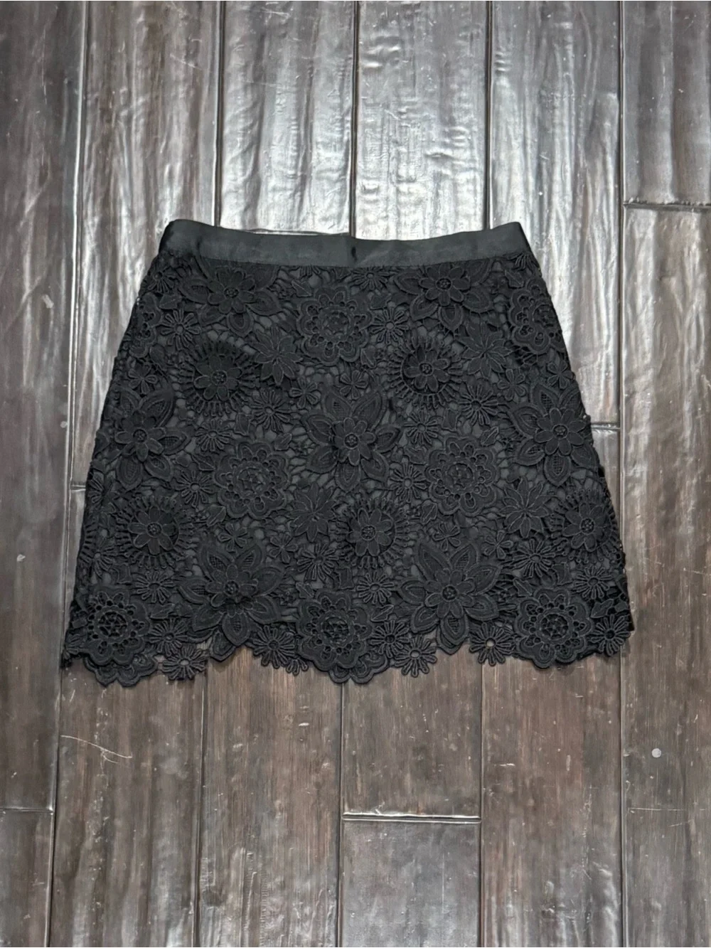 Topshop Black Floral Lace Mini Skirt